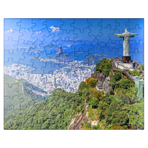 puzzleplate Christ statue Cristo Redentor on Corcovado (710m), Rio de Janeiro, Brazil 100 Jigsaw Puzzle