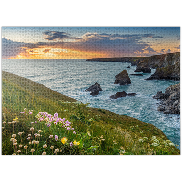 puzzleplate Coast at Bedruthan Steps north of Newquay, North Coast, Cornwall 1000 Jigsaw Puzzle