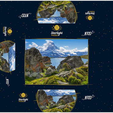 Stellisee mountain lake with the Matterhorn (4478m) 1000 Jigsaw Puzzle box 3D Modell