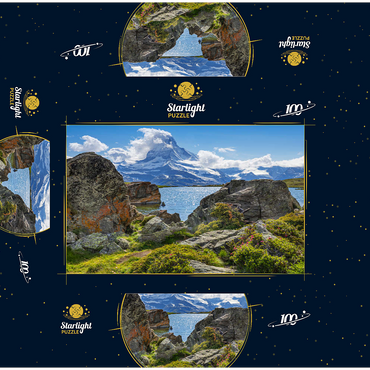 Stellisee mountain lake with the Matterhorn (4478m) 100 Jigsaw Puzzle box 3D Modell