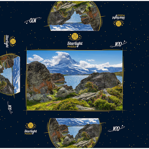 Stellisee mountain lake with the Matterhorn (4478m) 100 Jigsaw Puzzle box 3D Modell