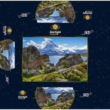 Stellisee mountain lake with the Matterhorn (4478m) 500 Jigsaw Puzzle box 3D Modell