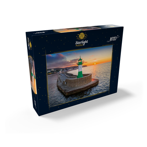 Lighthouse at sunrise at the pier, east pier at the entrance to the city harbor 1000 Jigsaw Puzzle box view1