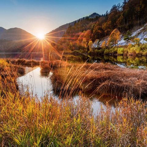 Sunset at the Weitsee between Ruhpolding and Reit im Winkl, Chiemgau, Upper Bavaria 100 Jigsaw Puzzle 3D Modell