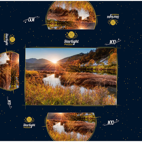 Sunset at the Weitsee between Ruhpolding and Reit im Winkl, Chiemgau, Upper Bavaria 100 Jigsaw Puzzle box 3D Modell