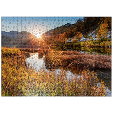 puzzleplate Sunset at the Weitsee between Ruhpolding and Reit im Winkl, Chiemgau, Upper Bavaria 500 Jigsaw Puzzle