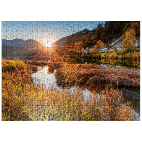 puzzleplate Sunset at the Weitsee between Ruhpolding and Reit im Winkl, Chiemgau, Upper Bavaria 500 Jigsaw Puzzle