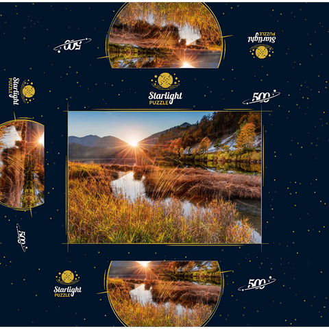 Sunset at the Weitsee between Ruhpolding and Reit im Winkl, Chiemgau, Upper Bavaria 500 Jigsaw Puzzle box 3D Modell