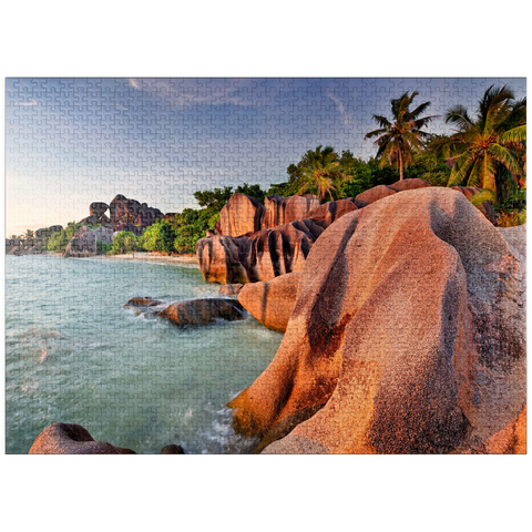 puzzleplate Granite rocks on the beach Anse Source d' Argent, La Digue Island, Seychelles 1000 Jigsaw Puzzle