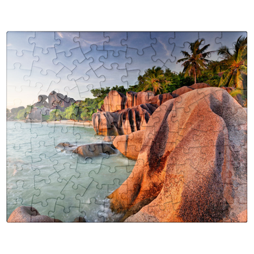 puzzleplate Granite rocks on the beach Anse Source d' Argent, La Digue Island, Seychelles 100 Jigsaw Puzzle