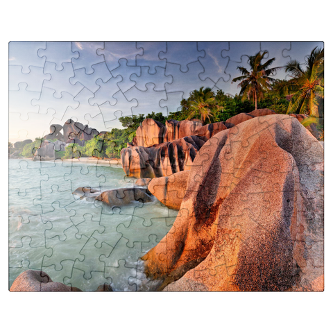 puzzleplate Granite rocks on the beach Anse Source d' Argent, La Digue Island, Seychelles 100 Jigsaw Puzzle