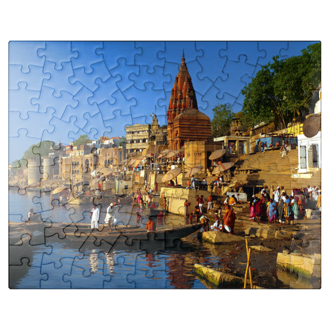 puzzleplate Holy river Ganges with bathing ghats in Varanasi, Uttah Pradesh, India 100 Jigsaw Puzzle