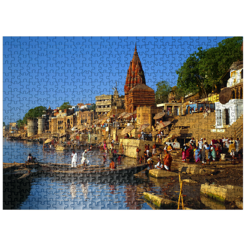 puzzleplate Holy river Ganges with bathing ghats in Varanasi, Uttah Pradesh, India 500 Jigsaw Puzzle