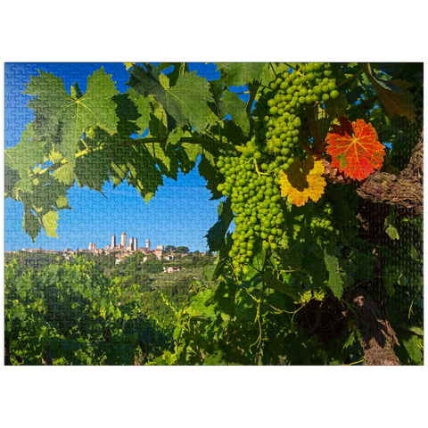 puzzleplate Vineyard with the family towers of San Gimignano, province of Siena, Tuscany, Italy 1000 Jigsaw Puzzle