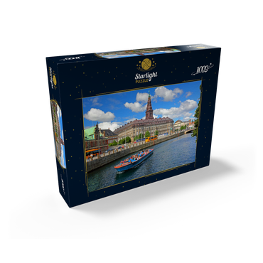 Christiansborg Castle on Slotsholmen Island on Holmen Canal with tour boat, Copenhagen, Denmark 1000 Jigsaw Puzzle box view1