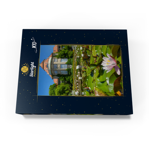 Water lily pond in the ornamental courtyard in the botanical garden 100 Jigsaw Puzzle box view1