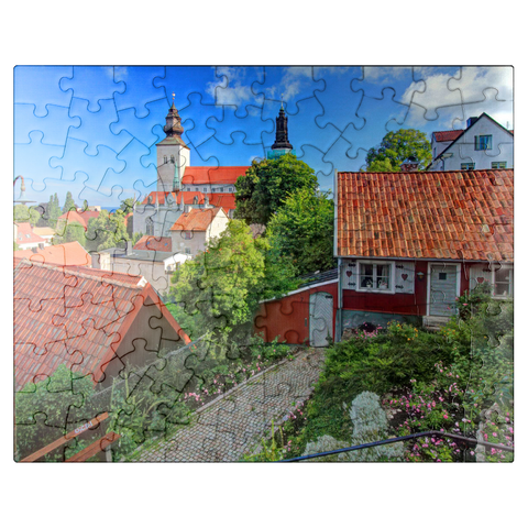 puzzleplate Old town with St. Mary's Cathedral, Visby, Gotland, Sweden 100 Jigsaw Puzzle