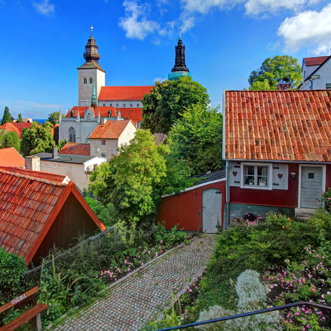 Old town with St. Mary's Cathedral, Visby, Gotland, Sweden 100 Jigsaw Puzzle 3D Modell