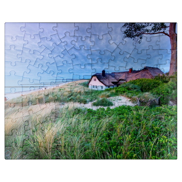 puzzleplate House on the border path on the beach, Baltic resort Ahrenshoop, Fischland-Darß-Zingst, Mecklenburg-Western Pomerania 100 Jigsaw Puzzle