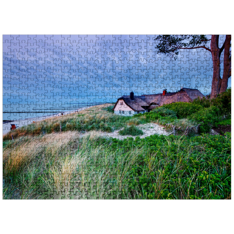 puzzleplate House on the border path on the beach, Baltic resort Ahrenshoop, Fischland-Darß-Zingst, Mecklenburg-Western Pomerania 500 Jigsaw Puzzle