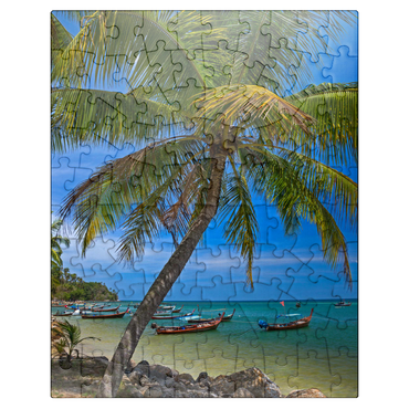 puzzleplate Fishing boats on the beach of Bang Tao, Phuket island, Thailand 100 Jigsaw Puzzle