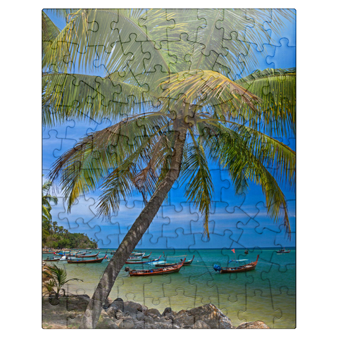 puzzleplate Fishing boats on the beach of Bang Tao, Phuket island, Thailand 100 Jigsaw Puzzle