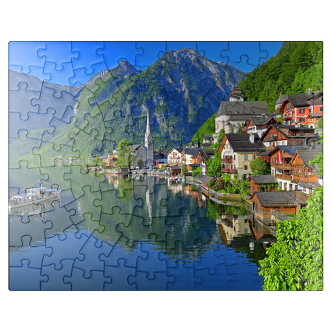 puzzleplate Hallstatt am Hallstättersee, Salzkammergut, Upper Austria 100 Jigsaw Puzzle