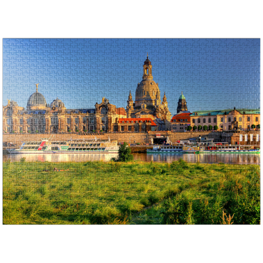 puzzleplate Elbe and Brühl Terrace with Academy of Arts and Frauenkirche, Dresden 1000 Jigsaw Puzzle