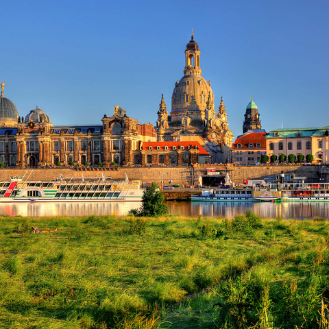 Elbe and Brühl Terrace with Academy of Arts and Frauenkirche, Dresden 1000 Jigsaw Puzzle 3D Modell