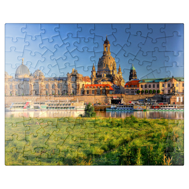 puzzleplate Elbe and Brühl Terrace with Academy of Arts and Frauenkirche, Dresden 100 Jigsaw Puzzle