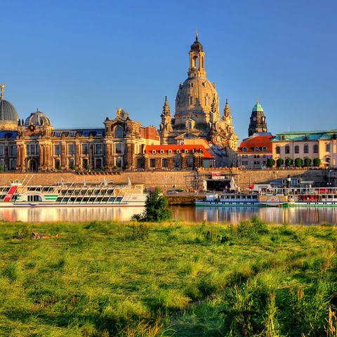 Elbe and Brühl Terrace with Academy of Arts and Frauenkirche, Dresden 100 Jigsaw Puzzle 3D Modell