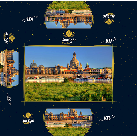 Elbe and Brühl Terrace with Academy of Arts and Frauenkirche, Dresden 100 Jigsaw Puzzle box 3D Modell