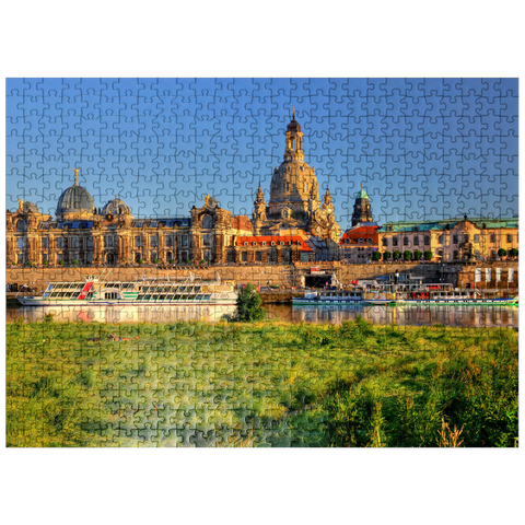 puzzleplate Elbe and Brühl Terrace with Academy of Arts and Frauenkirche, Dresden 500 Jigsaw Puzzle