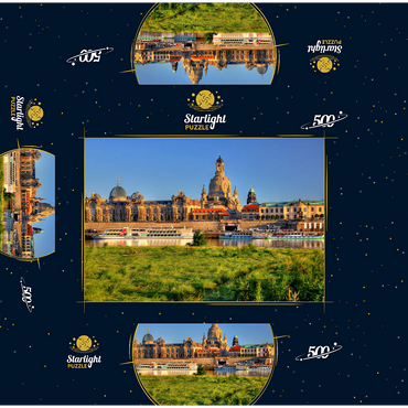 Elbe and Brühl Terrace with Academy of Arts and Frauenkirche, Dresden 500 Jigsaw Puzzle box 3D Modell