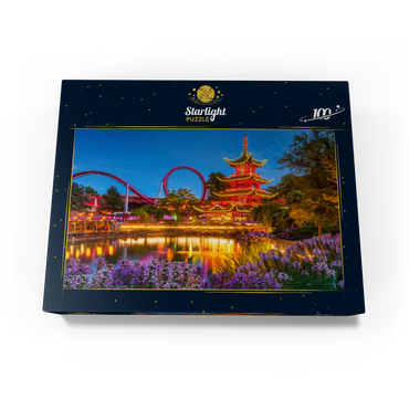 Chinese Pagoda at Tivoli Lake in Amusement Park 100 Jigsaw Puzzle box view1