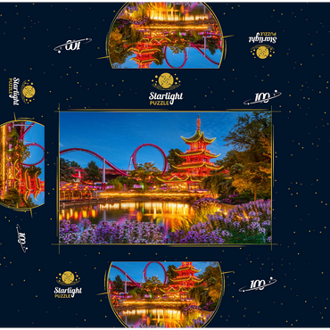 Chinese Pagoda at Tivoli Lake in Amusement Park 100 Jigsaw Puzzle box 3D Modell