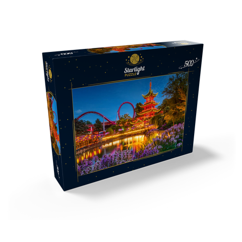 Chinese Pagoda at Tivoli Lake in Amusement Park 500 Jigsaw Puzzle box view1