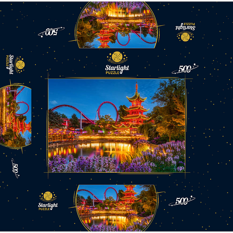 Chinese Pagoda at Tivoli Lake in Amusement Park 500 Jigsaw Puzzle box 3D Modell