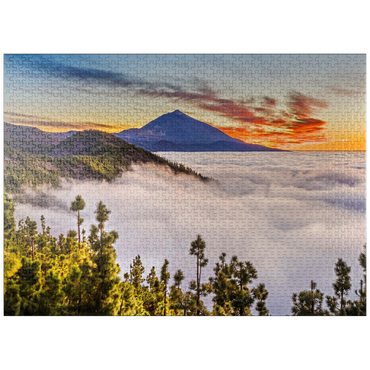 puzzleplate Evening above the trade wind clouds at Cumbre Dorsal with view to Pico del Teide (3718m), Tenerife 1000 Jigsaw Puzzle