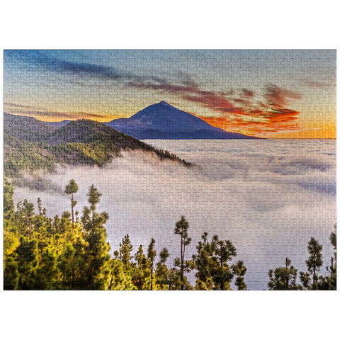 puzzleplate Evening above the trade wind clouds at Cumbre Dorsal with view to Pico del Teide (3718m), Tenerife 1000 Jigsaw Puzzle