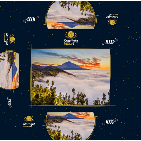 Evening above the trade wind clouds at Cumbre Dorsal with view to Pico del Teide (3718m), Tenerife 1000 Jigsaw Puzzle box 3D Modell