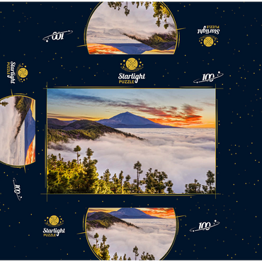 Evening above the trade wind clouds at Cumbre Dorsal with view to Pico del Teide (3718m), Tenerife 100 Jigsaw Puzzle box 3D Modell