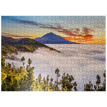 puzzleplate Evening above the trade wind clouds at Cumbre Dorsal with view to Pico del Teide (3718m), Tenerife 500 Jigsaw Puzzle