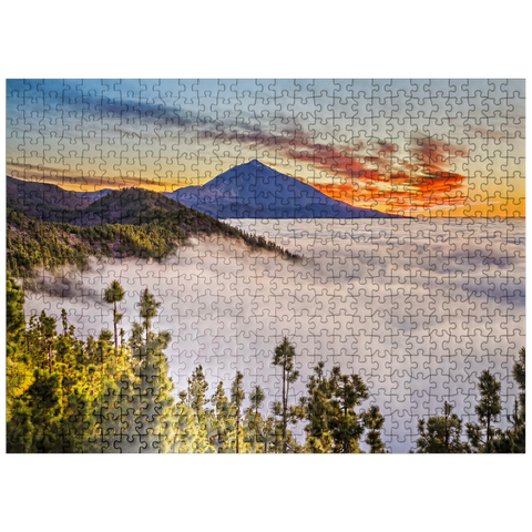 puzzleplate Evening above the trade wind clouds at Cumbre Dorsal with view to Pico del Teide (3718m), Tenerife 500 Jigsaw Puzzle