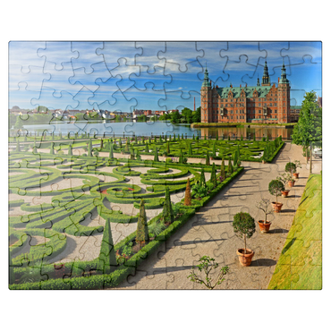 puzzleplate Frederiksborg moated castle, Hilleröd, Zealand, Denmark 100 Jigsaw Puzzle