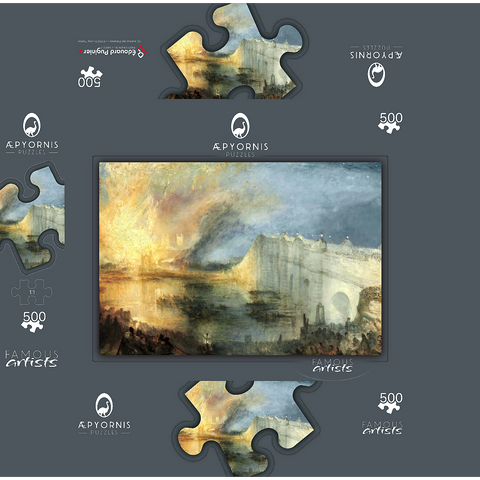 The Burning of the Houses of Lords and Commons, October 16, 1834 500 Jigsaw Puzzle box 3D Modell