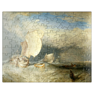 puzzleplate Fishing Boats with Hucksters Bargaining for Fish 100 Jigsaw Puzzle