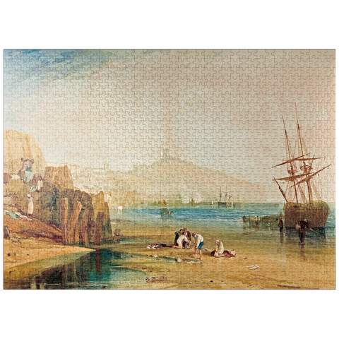 puzzleplate Scarborough town and castle: morning: boys catching crabs 1000 Jigsaw Puzzle