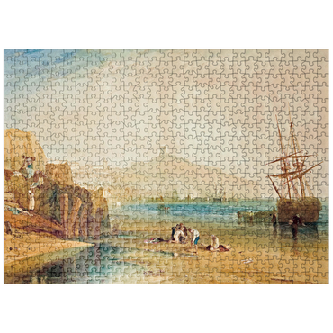 puzzleplate Scarborough town and castle: morning: boys catching crabs 500 Jigsaw Puzzle