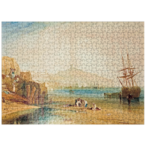 puzzleplate Scarborough town and castle: morning: boys catching crabs 500 Jigsaw Puzzle